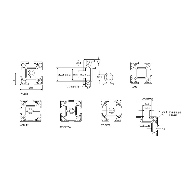 FlexLink Silver Aluminium Strut Profile 44 x 44 mm 11 mm Groove 3 m Length Series XC XCBL 3X44