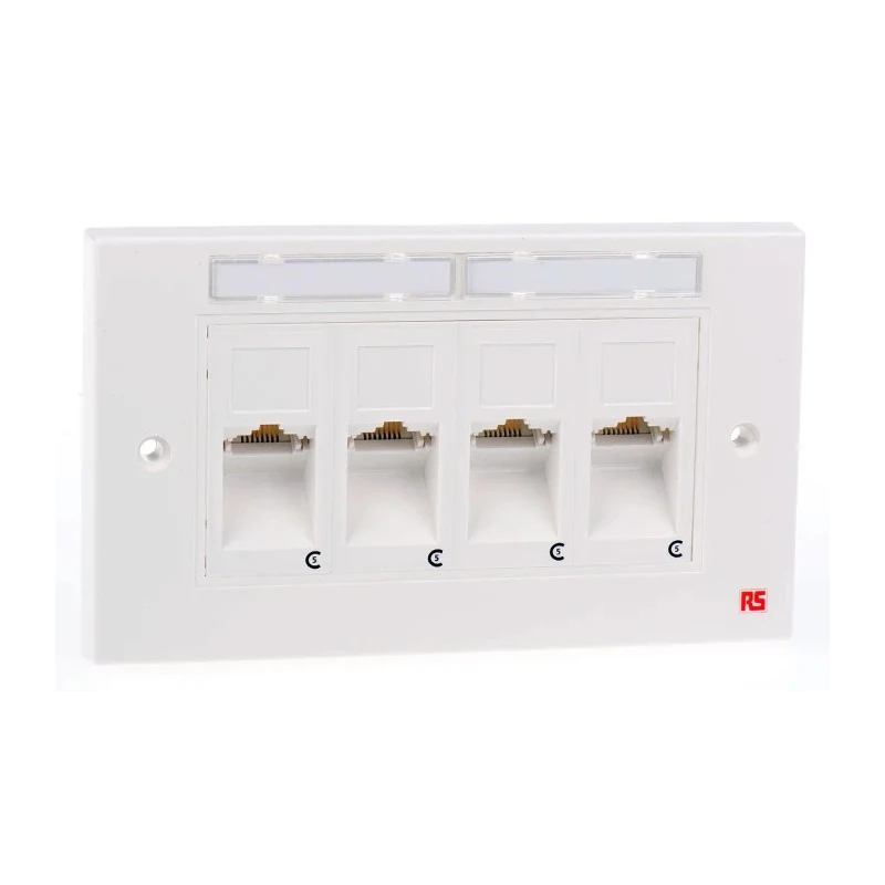 Molex CES White Telephone Socket 4 Ganged RJ45 Surface Mount IDC Terminals 25mm Depth 25mm Height 249-5545