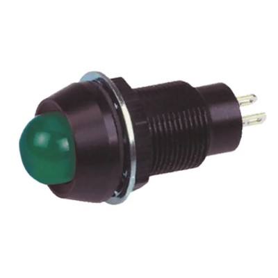 Marl Green Panel Mount Indicator 12V DC 20mA Solder Tab IP67 Prominent Bezel 651-114-21