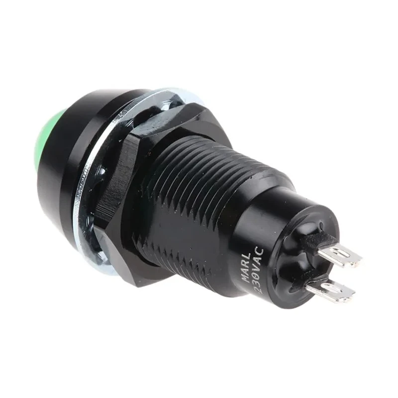 Marl Panel Mount LED Indicator Green Lens 12.7 mm Mount Hole Size Solder Tab Termination IP67 651-114-76