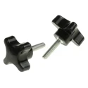 RS PRO Black 4-Arm Clamping Knob M6 Threaded Stud, 38 mm Diameter, 25 mm Thread Length 686-610