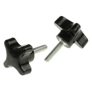 RS PRO Black 4-Arm Clamping Knob M6 Threaded Stud, 38 mm Diameter, 25 mm Thread Length 686-610