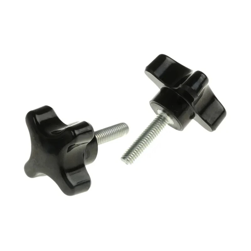 RS PRO Black 4-Arm Clamping Knob M6 Threaded Stud, 38 mm Diameter, 25 mm Thread Length 686-610