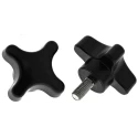RS PRO Black 4-Arm Clamping Knob M6 Threaded Stud 38 mm Diameter 13mm Thread Length 686-604