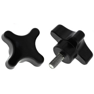 RS PRO Black 4-Arm Clamping Knob M6 Threaded Stud 38 mm Diameter 13mm Thread Length 686-604