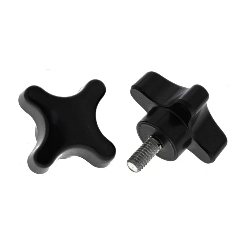 RS PRO Black 4-Arm Clamping Knob M6 Threaded Stud 38 mm Diameter 13mm Thread Length 686-604