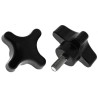 RS PRO Black 4-Arm Clamping Knob M6 Threaded Stud 38 mm Diameter 13mm Thread Length 686-604