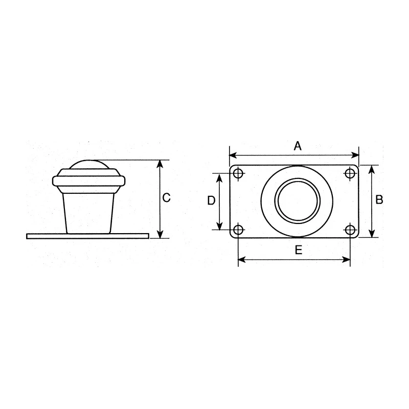 ALWAYSE Ball Transfer Unit with 19 mm Diameter Steel 4-Hole Flange Mount 65.1mm x 38mm 300513