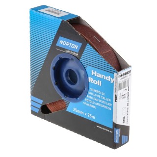 Norton Abrasive Paper Roll 25 m Length 25 mm Width P100 Grit Fine Grade 63642531815