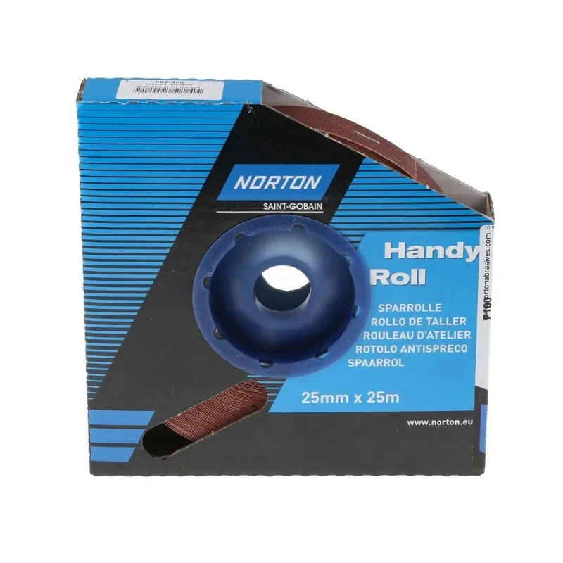 Norton Abrasive Paper Roll 25 m Length 25 mm Width P100 Grit Fine Grade 63642531815