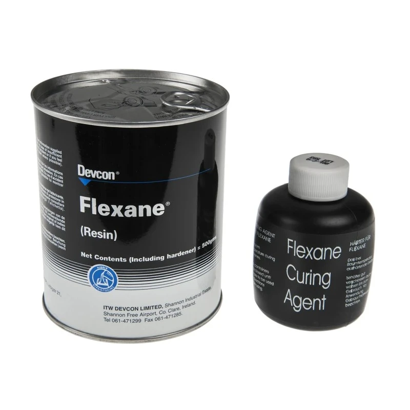 ITW Devcon Urethane Liquid Black FLEXANE 80L RESIN, FLEXANE 80/94L HARDENER 500 g 16 h Cure Time 82°C Maximum 15800