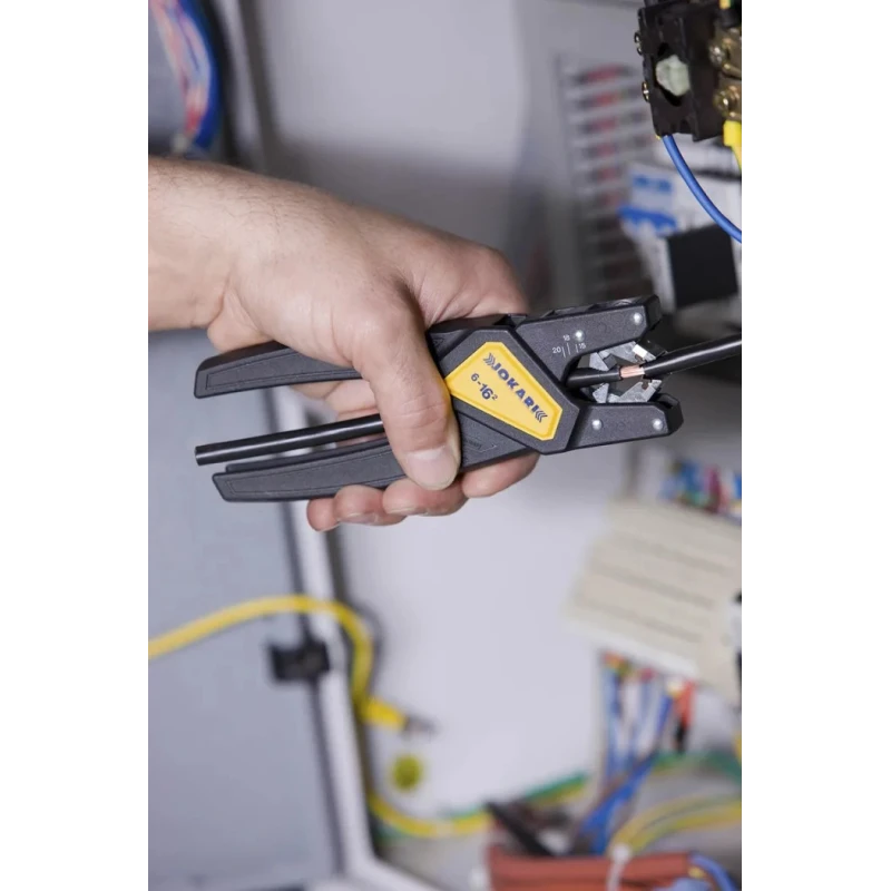 Jokari Wire Stripper, 6 to 16 mm² Stripping Range, Titanium Nitride Coated, Ergonomic Soft Grip 16mm Overall Length 20090