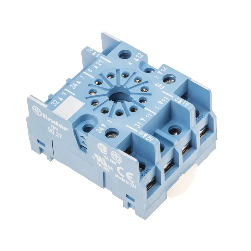 Finder 11 Way 250V AC DIN Rail Relay Socket with Screw Terminal, 10A Current for Use with 60.13 Series 90 90.27SMA