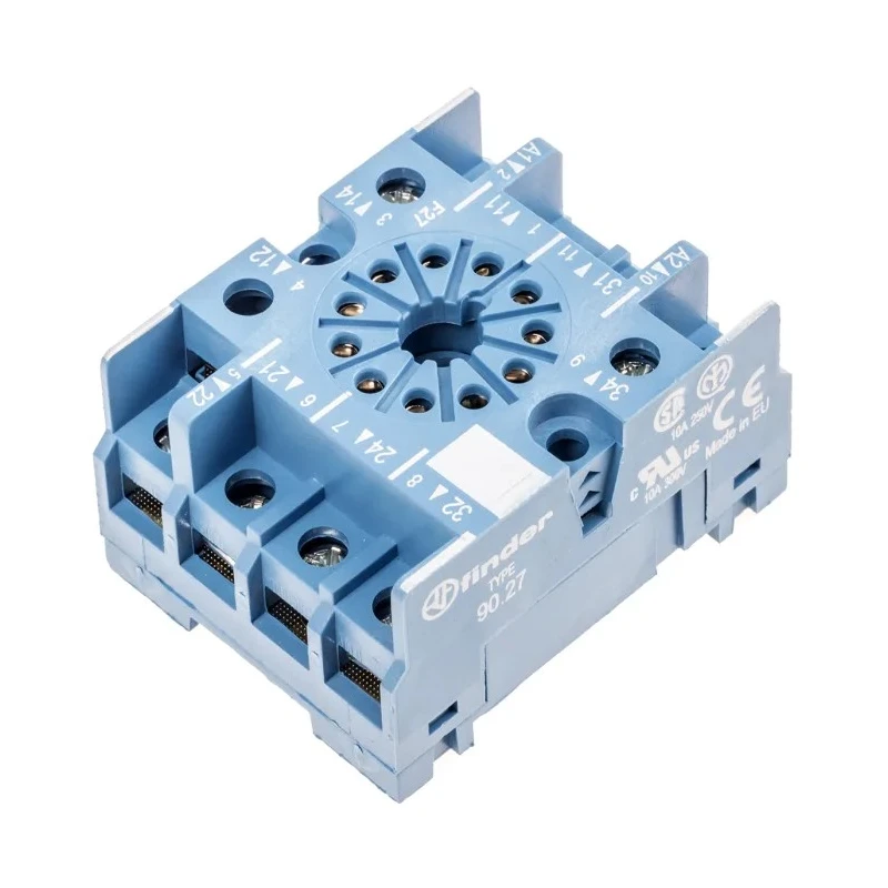 Finder 11 Way 250V AC DIN Rail Relay Socket with Screw Terminal, 10A Current for Use with 60.13 Series 90 90.27SMA
