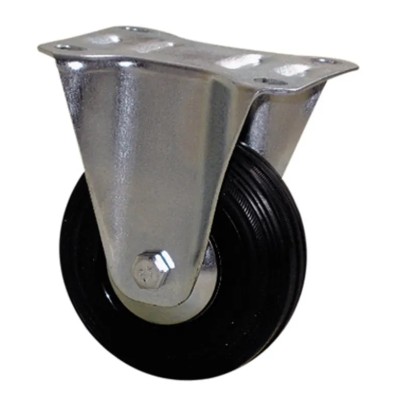 Guitel Hervieu Fixed Castor 65 kg Load Capacity 65 mm Rubber Wheel Bright Zinc Plated Pressed Steel Frame 5083067