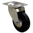 Guitel Hervieu Swivel Castor with 100 kg Load Capacity, 100 mm Rubber Wheel, Pressed Steel Frame, Model 1275102