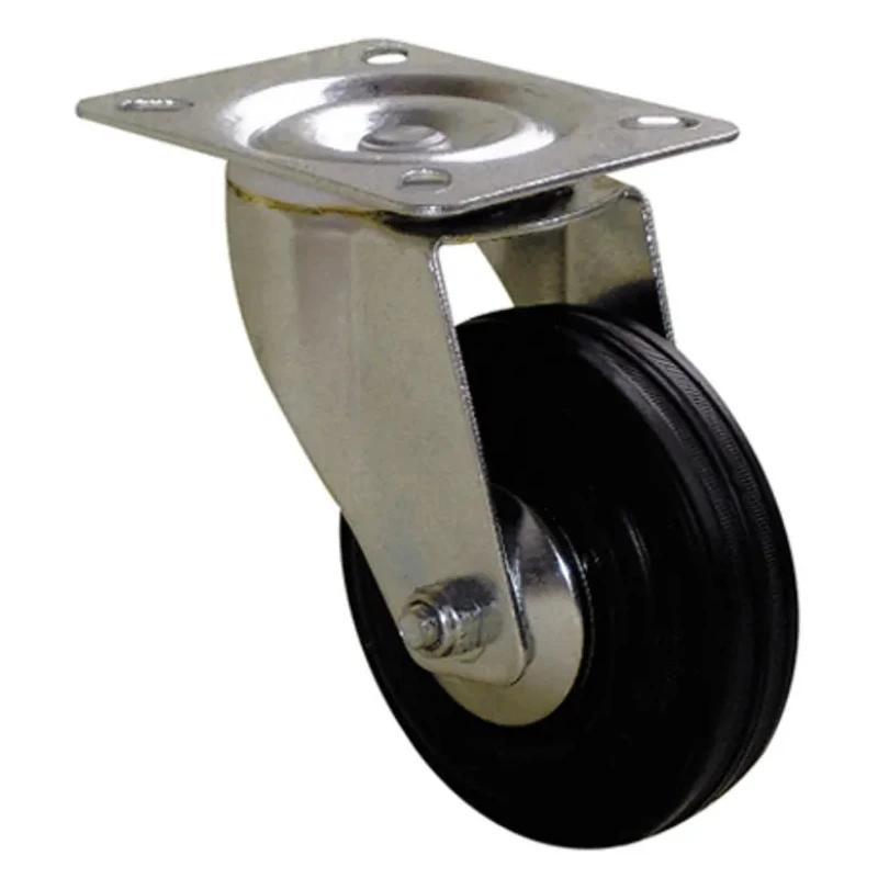 Guitel Hervieu Swivel Castor with 100 kg Load Capacity, 100 mm Rubber Wheel, Pressed Steel Frame, Model 1275102