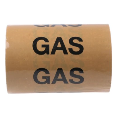 RS PRO Beige Polypropylene Vinyl Pipe Marking Tape with Pre-printed Text Gas, Width 150mm Length 33m 711-615