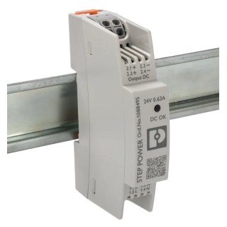 Phoenix Contact STEP POWER Switched Mode DIN Rail Power Supply 1 Phase 250V AC Input 24V DC 15W 630mA Output 1088495