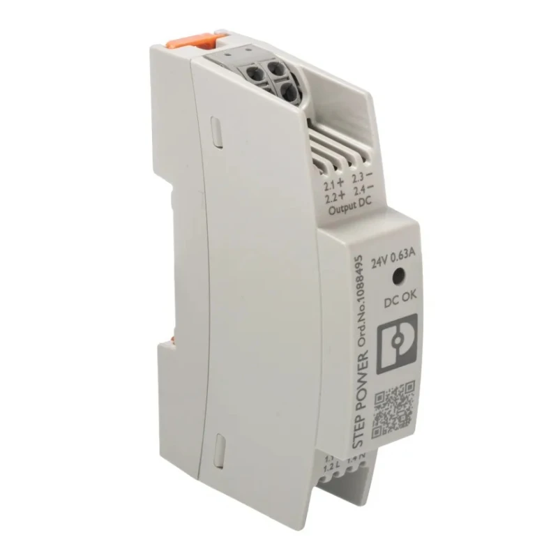 Phoenix Contact STEP POWER Switched Mode DIN Rail Power Supply 1 Phase 250V AC Input 24V DC 15W 630mA Output 1088495