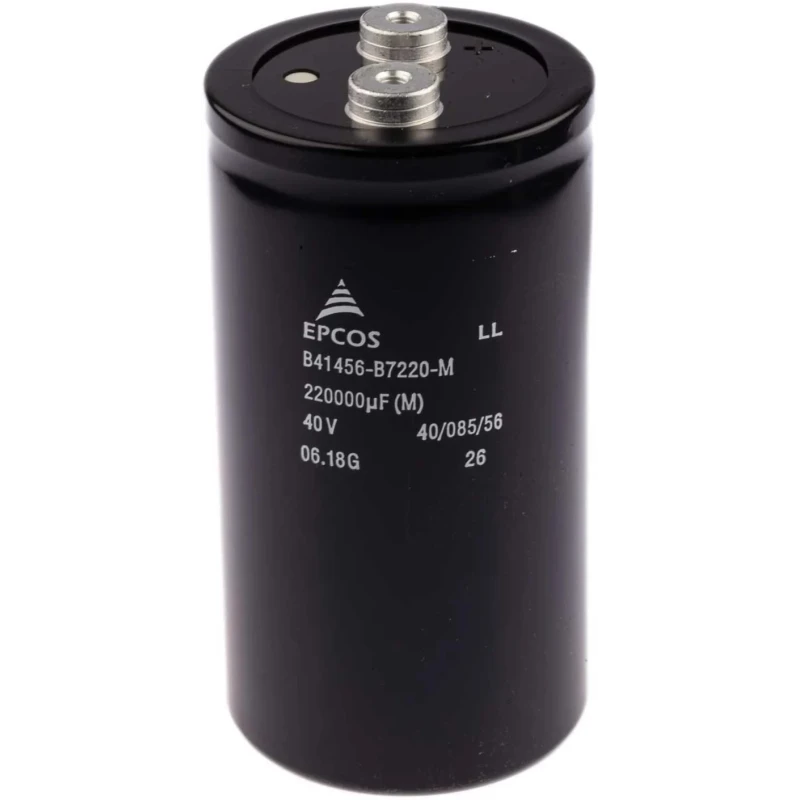 TDK Aluminium Cylindrical Can Capacitor 0.22F 40V dc Screw Terminal Polar B41456B7220M600