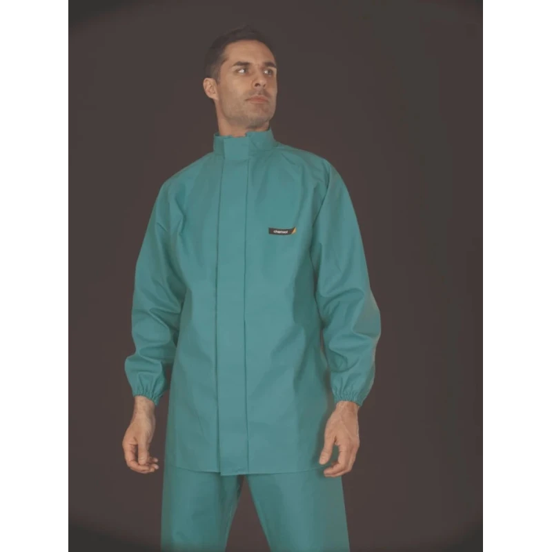 Skytec Chemical Resistant Jacket, Green, Size L, Hooded, EN420 EN511 EN374 EN388 EN407 Certified CCCSJ/005300/GN3