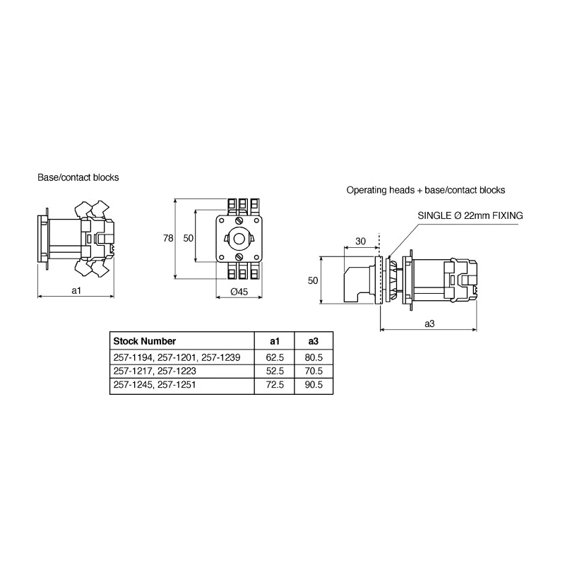 Schneider Electric Harmony 4 Position 90 °, Black Handle 12A Cam Switch K1F003MCH