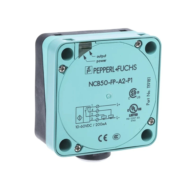 Pepperl + Fuchs Block Inductive Proximity Sensor, M20 x 1.5 Thread, PNP Output, 60 V dc, 50 mm Detection NCB50-FP-A2-P1