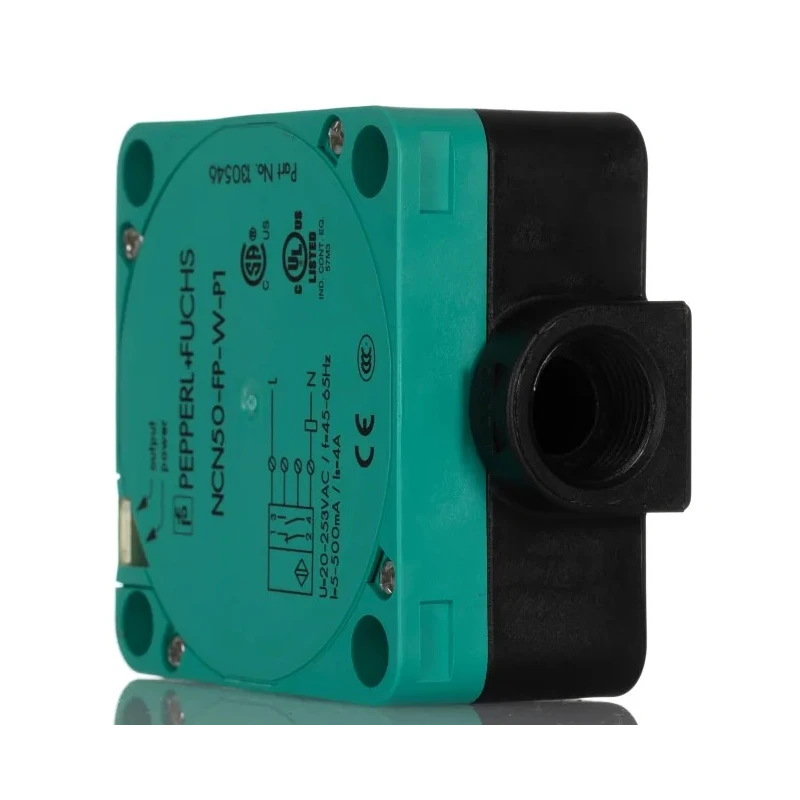 Pepperl + Fuchs Block Inductive Proximity Sensor M20 x 1.5 Thread 2-Wire, 253 V AC, 500mA, 50 mm Detection NCN50-FP-W-P1