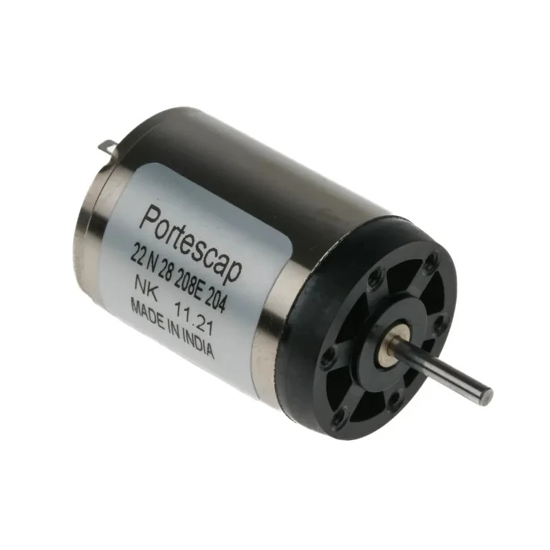 Portescap Low Inertia Type Servo DC Motor 18V DC 3.8W 6300 RPM 7 mNm Torque 2mm Shaft Diameter 22N28-208E.204