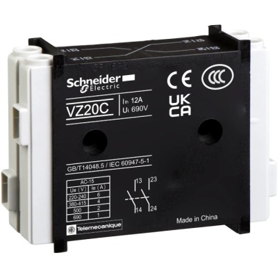 Schneider Electric Auxiliary Contact 2 Contact 2 NO Screw Clamp Terminal 12 A 690 V VZ20