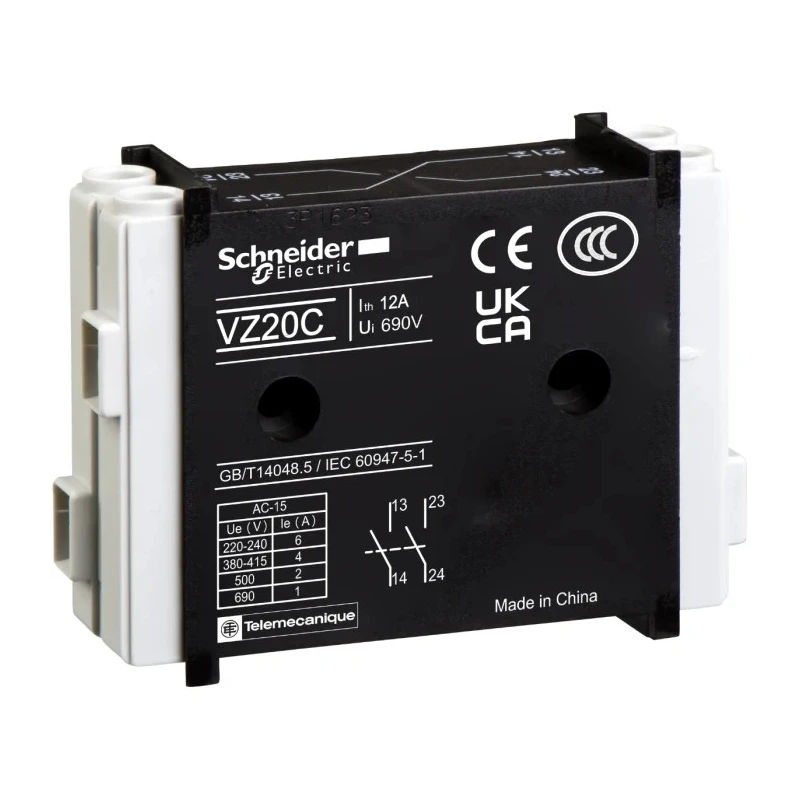 Schneider Electric Auxiliary Contact 2 Contact 2 NO Screw Clamp Terminal 12 A 690 V VZ20