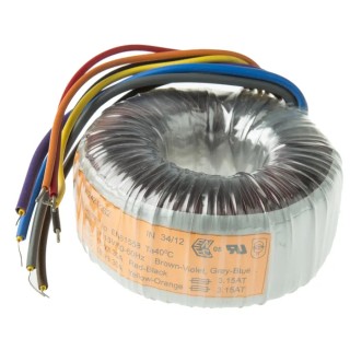 Nuvotem Talema 230 V ac 2 x 18 V ac Toroidal Transformer 2 Output 120 VA Model 91242-P2S2