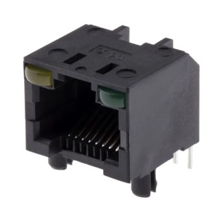 Amphenol Communications Solutions RJHS Series RJ45 Connector Female, Through Hole, Cat5 Unshielded Right Angle 1 Port 8 