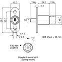 Euro-Locks a Lowe & Fletcher group Company Sliding Door Lock Keyed, 24 mm Panel-to-Tongue, 19 mm Cutout, Chrome 5663502