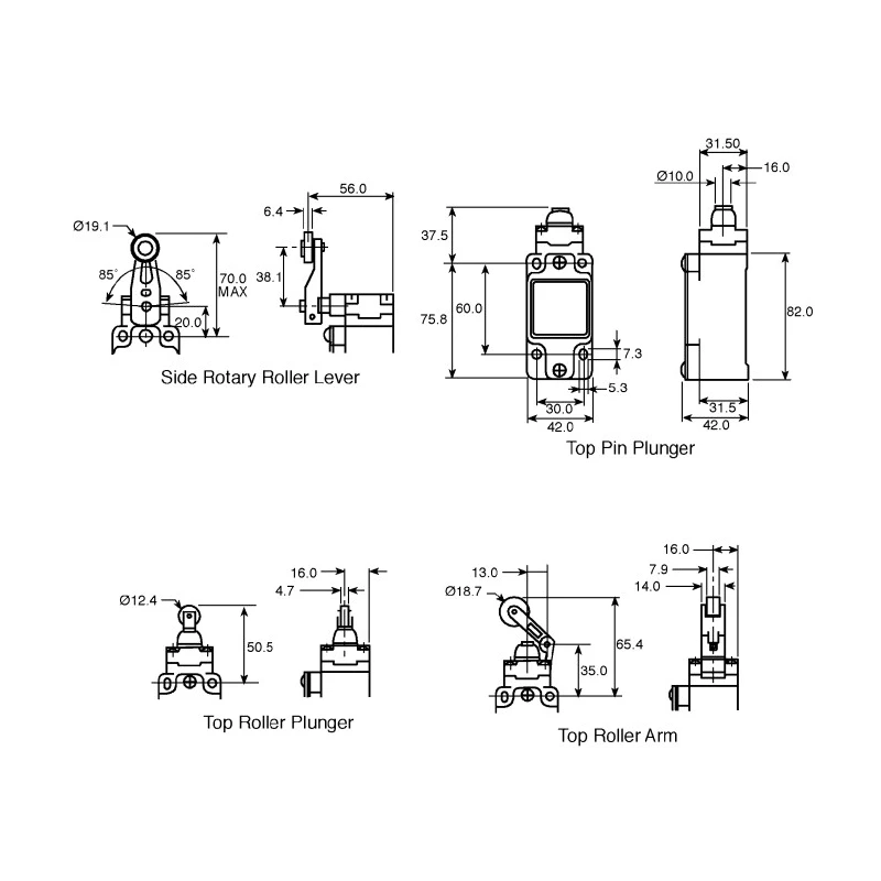 Honeywell Technologies GSS Series Roller Lever Limit Switch, DPDT Contact Configuration, IP67 Metal Housing, 600V GSAC21A1B