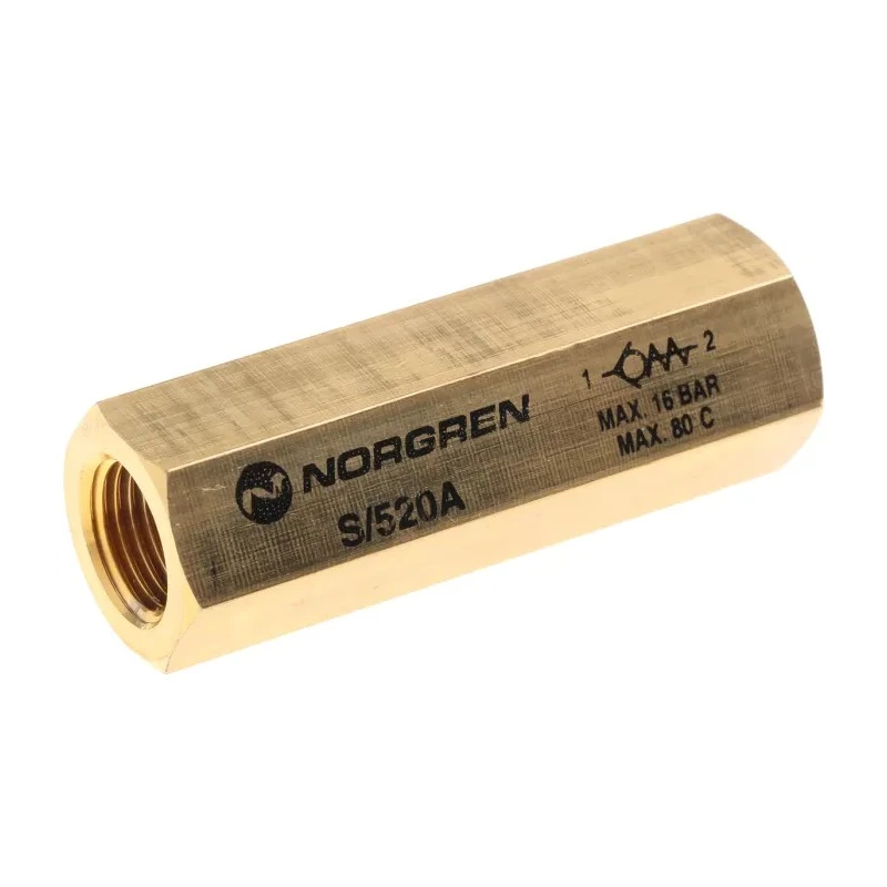 Norgren Brass Pneumatic Non Return Valve 16 bar Maximum Pressure Female Threaded Inlet and Outlet S/520