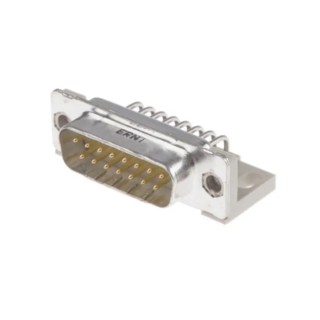 Provertha TMC 15 Way Right Angle 2.84 mm Pitch Through Hole D-Sub Connector with Guide Frame Male 023167