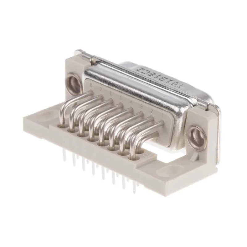 Provertha TMC 15 Way Right Angle 2.84 mm Pitch Through Hole D-Sub Connector with Guide Frame Male 023167
