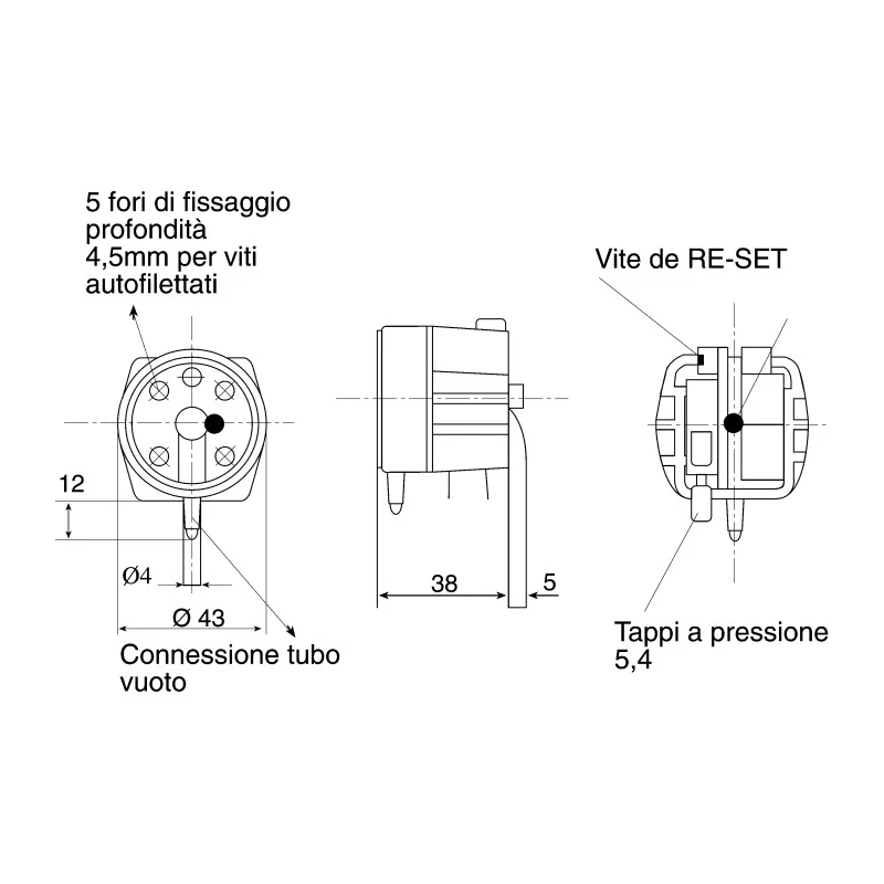 Herga Vacuum Pressure Sensor 250V 21A Nylon 12 Housing Neoprene Diaphragm Stainless Steel Spring 6721-0021