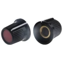 RS PRO Potentiometer Knob Red Black 16.2 mm Diameter 15 mm Height Grub Screw for 6 mm Circular Shaft 259-6890