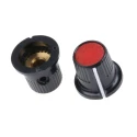 RS PRO Potentiometer Knob 11.6 mm Diameter Red and Black Plastic Grub Screw for 3.18 mm Circular Shaft 259-6806
