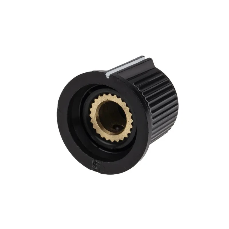 RS PRO Potentiometer Knob 21 mm Diameter Black Plastic Grub Screw for 6.35 mm Circular Shaft 259-6979