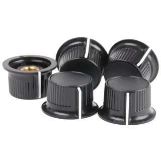 RS PRO Black Plastic Grub Screw Potentiometer Knob 28 mm Diameter 17 mm Height for 6.35 mm Circular Shaft 259-7001