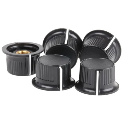 RS PRO Black Plastic Grub Screw Potentiometer Knob 28 mm Diameter 17 mm Height for 6.35 mm Circular Shaft 259-7001