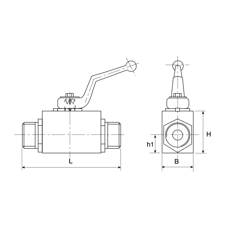 Parker Phosphate Steel Hydraulic Ball Valve Lever Operation 1/4 in Port Size 2 Ports G Thread KH1/4CFX