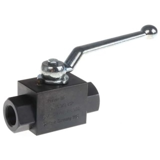 Parker Phosphate Steel Hydraulic Ball Valve Lever Operation, 3/8 in Port Size, 2 Ports, G Thread Standard, Max KH3/8CFX