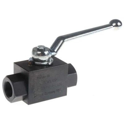 Parker Phosphate Steel Hydraulic Ball Valve Lever Operation, 3/8 in Port Size, 2 Ports, G Thread Standard, Max KH3/8CFX