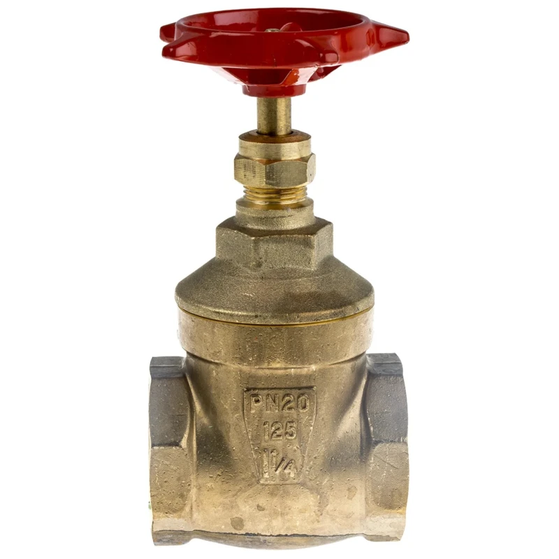 RS PRO Brass Gate Valve 1 to 1/4 in Inlet Port, 1-1/4 in Female Outlet Port, 20 bar Max Operating Pressure 261-0334