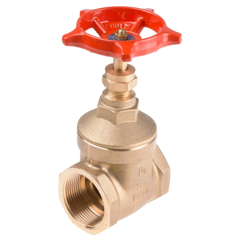 RS PRO Brass Gate Valve 1-1/2 in Inlet, 1 to 1/2 in Female Outlet, Non-Rising Stem, 20 bar Maximum Operating 261-0340